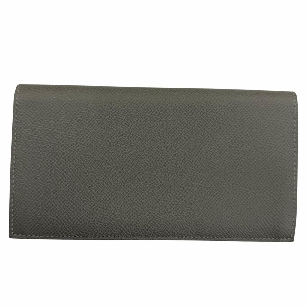 Hermes Citizen Twill Long Veau Epsom Grime Silver Wallet — view 3