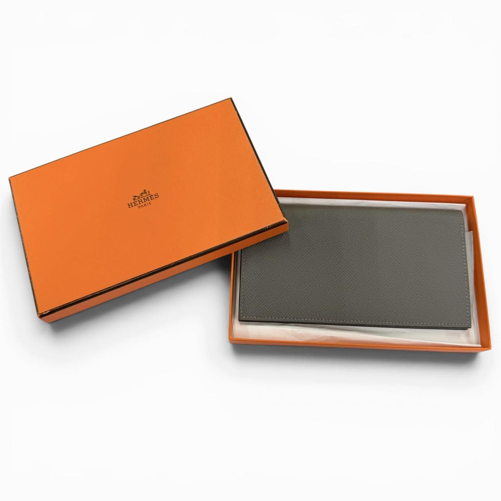 Hermes Citizen Twill Long Veau Epsom Grime Silver Wallet — view 2
