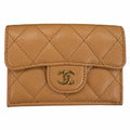 Chanel Classic Small Flap Wallet Caviar Leather CC Logo Quilted Brown