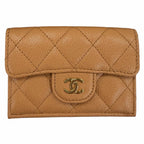 Chanel Classic Small Flap Wallet Caviar Leather CC Logo Quilted Brown
