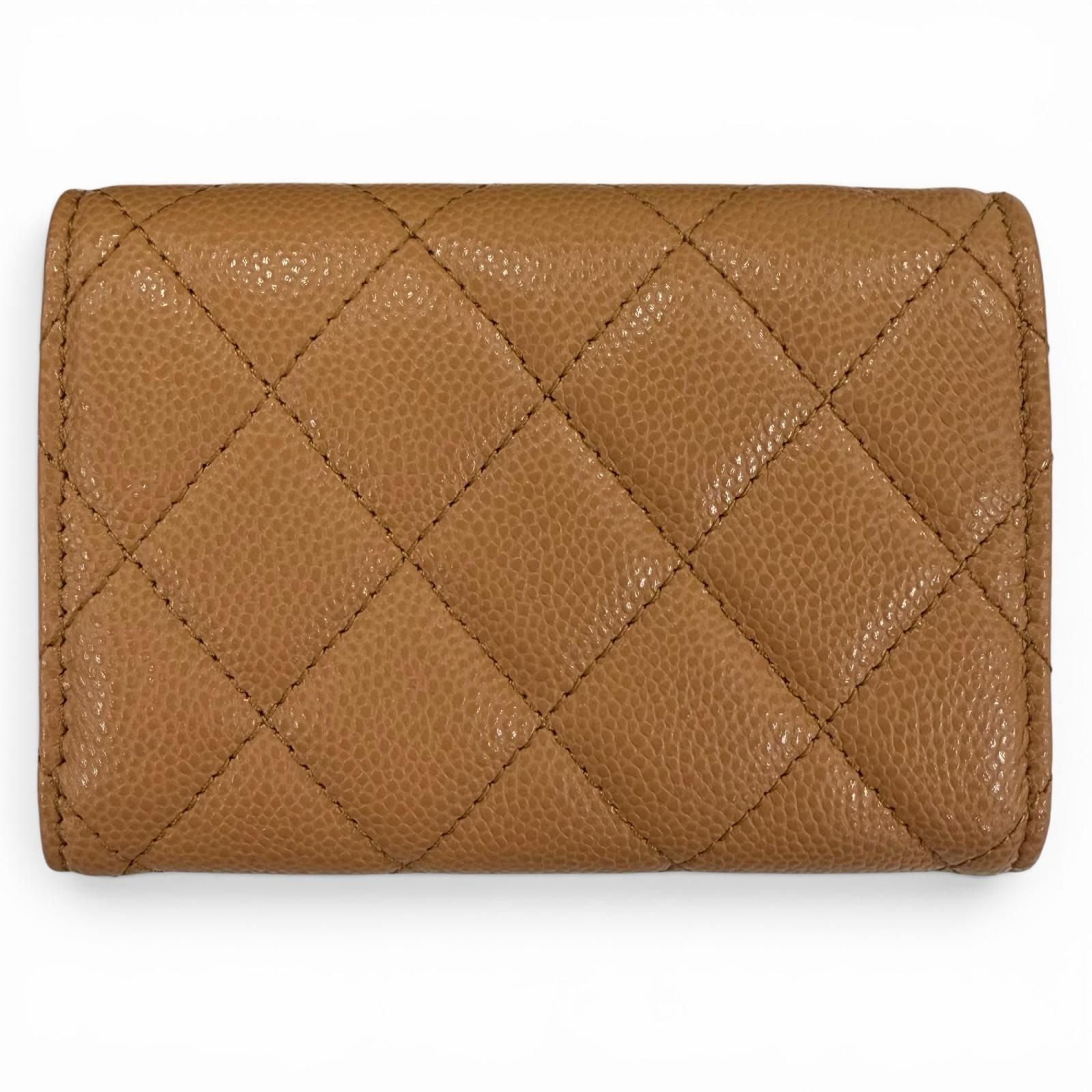 Chanel Classic Small Flap Wallet Caviar Leather CC Logo Quilted Brown — view 3