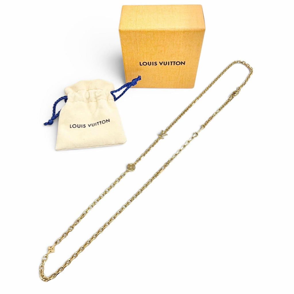 Louis Vuitton Chain LV Yours Monogram Flower Necklace Gold — view 2