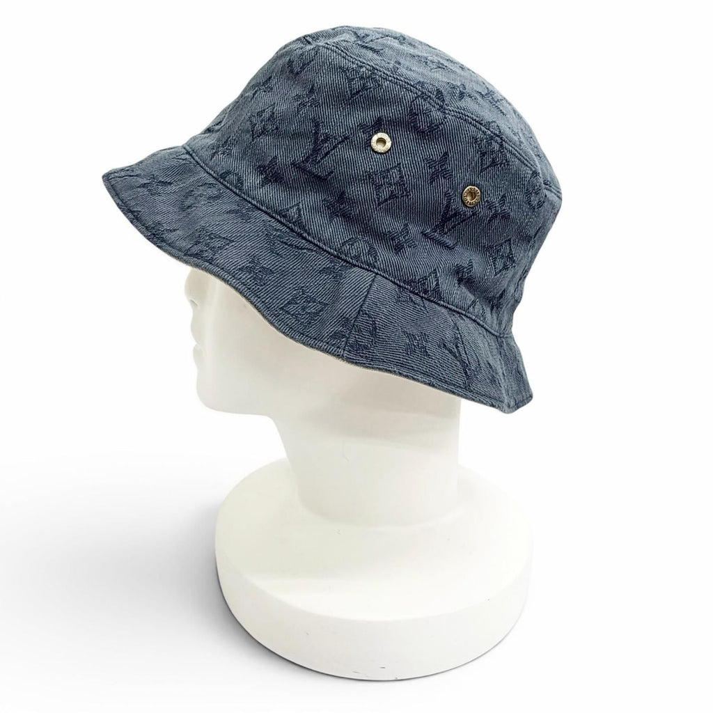 Louis Vuitton Chapeau Monogram Denim Reversible Bucket Hat Indigo Blue — view 3