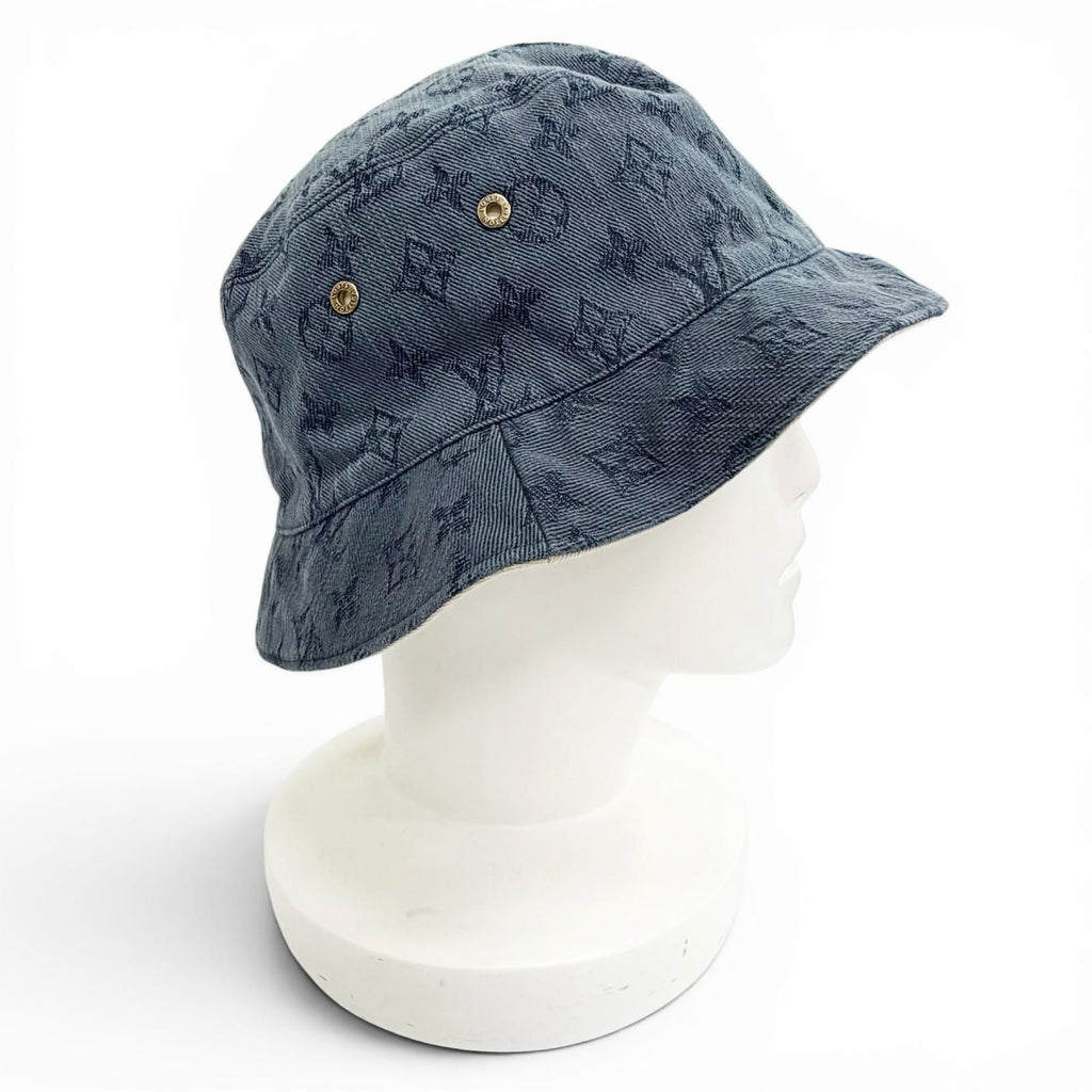 Louis Vuitton Chapeau Monogram Denim Reversible Bucket Hat Indigo Blue — view 4