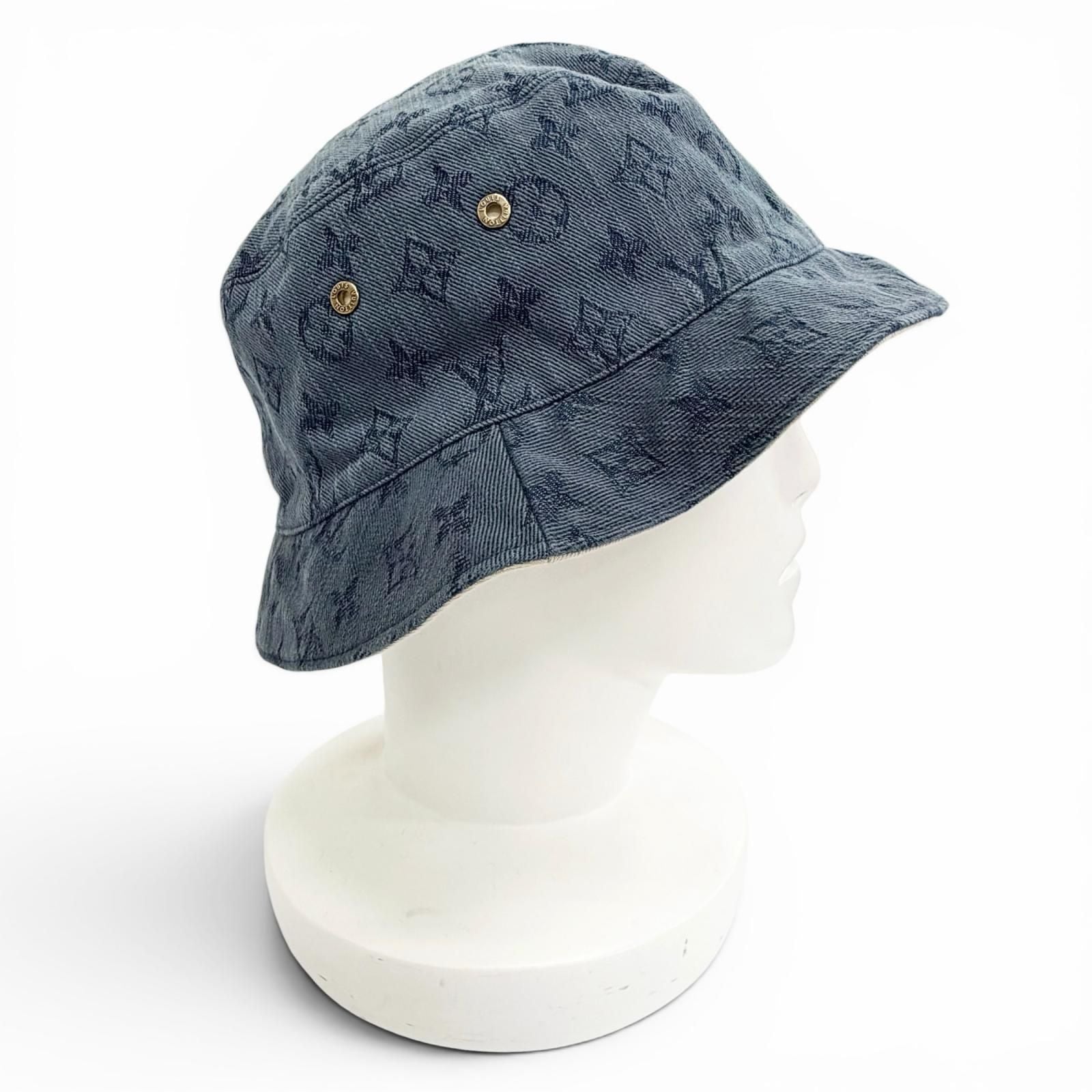 Louis Vuitton Chapeau Monogram Denim Reversible Bucket Hat Indigo Blue — view 4