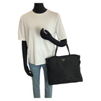 Prada Tessuto Black Silver Nylon Tote — view 7