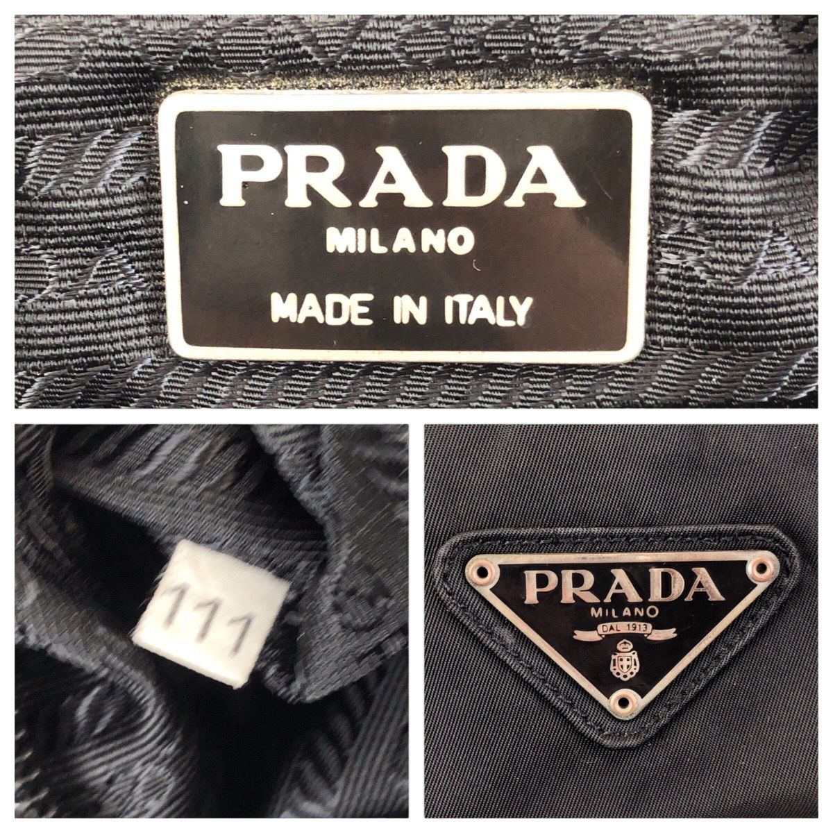 Prada Tessuto Black Silver Nylon Tote — view 4