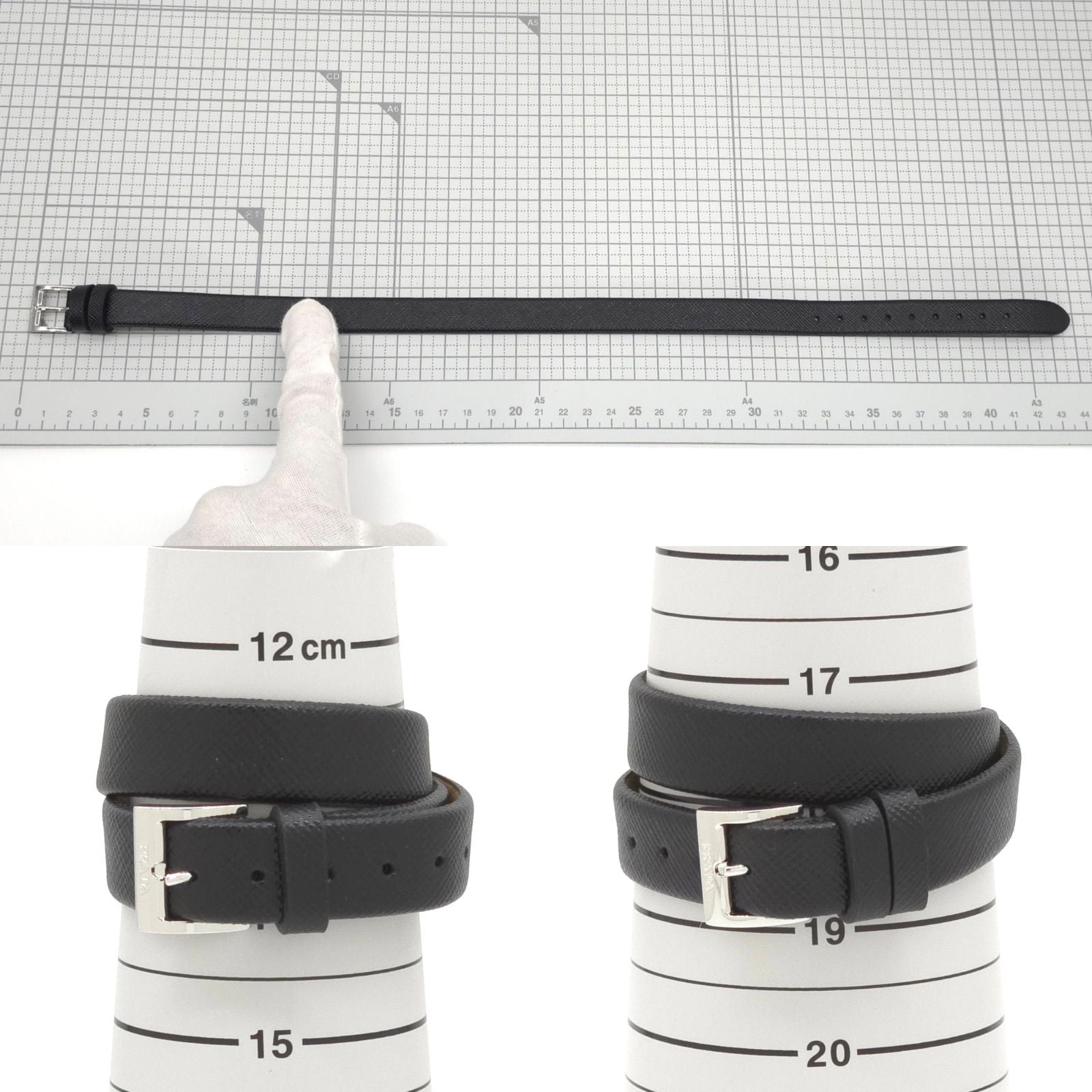 Prada Centurion Double Saffiano Leather Bracelet 44 cm Wrist Circumference 13 — view 7