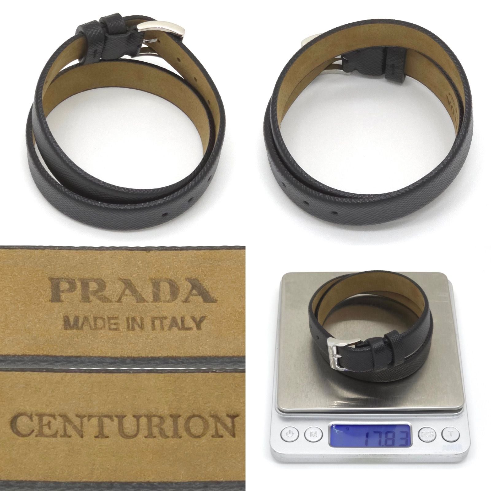 Prada Centurion Double Saffiano Leather Bracelet 44 cm Wrist Circumference 13 — view 5