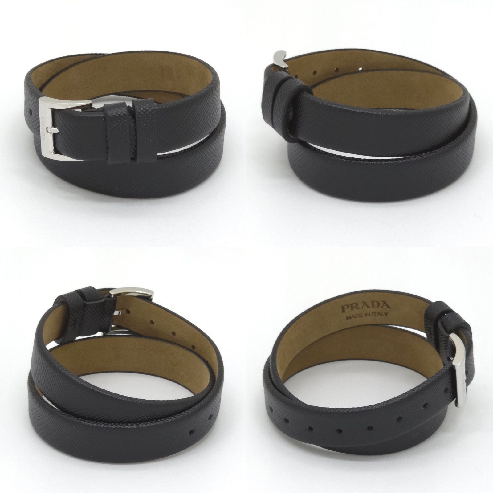 Prada Centurion Double Saffiano Leather Bracelet 44 cm Wrist Circumference 13