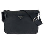 Prada Tessuto Black Silver Nylon Shoulder