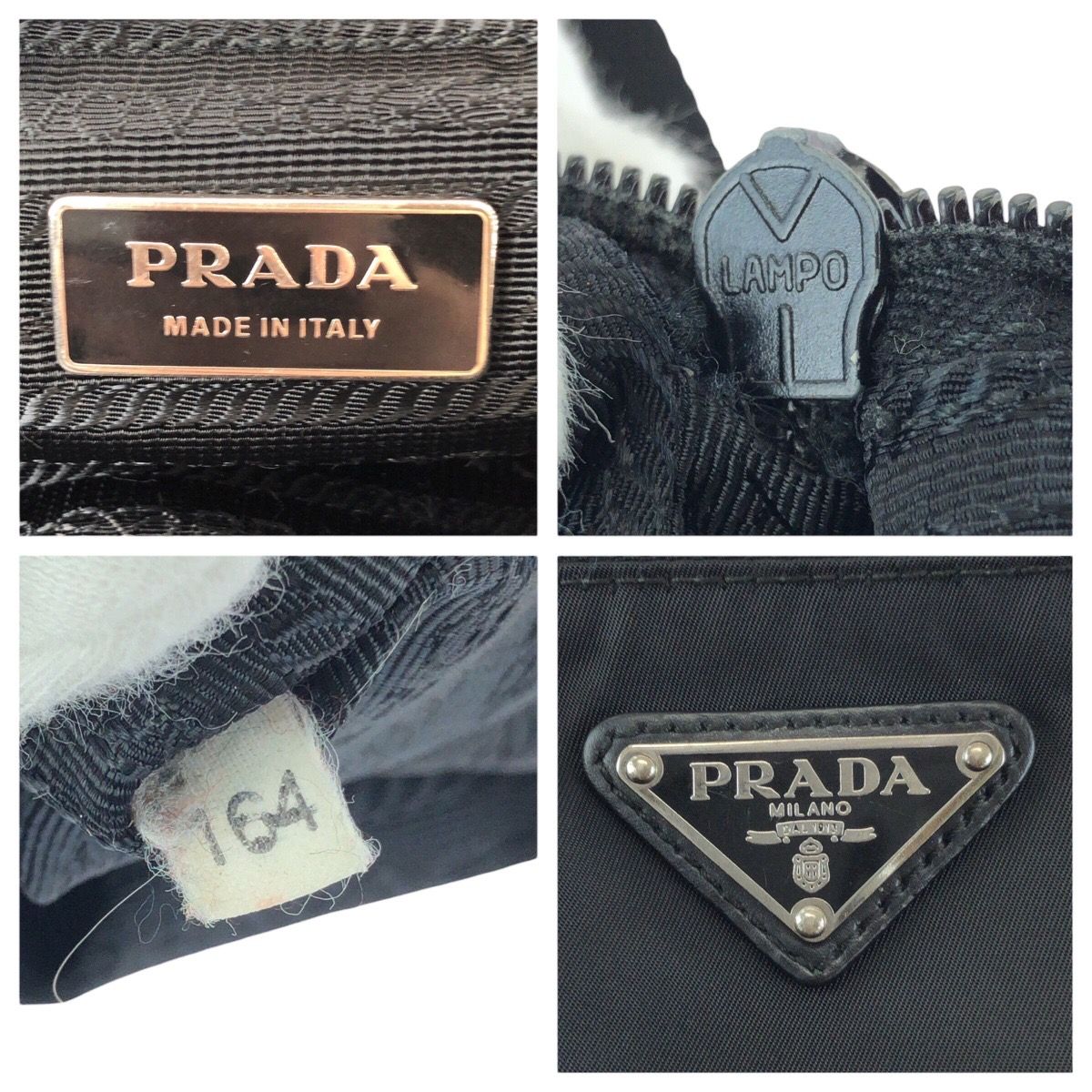 Prada Tessuto Black Silver Nylon Shoulder — view 4