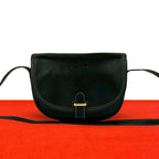 Loewe Vintage Anagram Logo Leather Shoulder Bag Pochette Crossbody Black