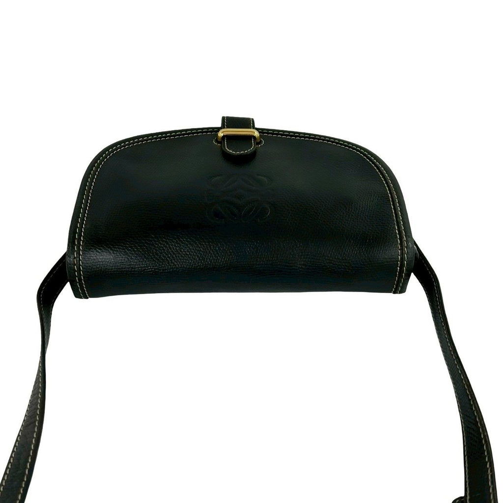 Loewe Vintage Anagram Logo Leather Shoulder Bag Pochette Crossbody Black — view 4