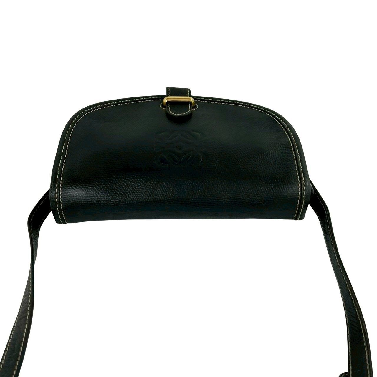 Loewe Vintage Anagram Logo Leather Shoulder Bag Pochette Crossbody Black — view 4