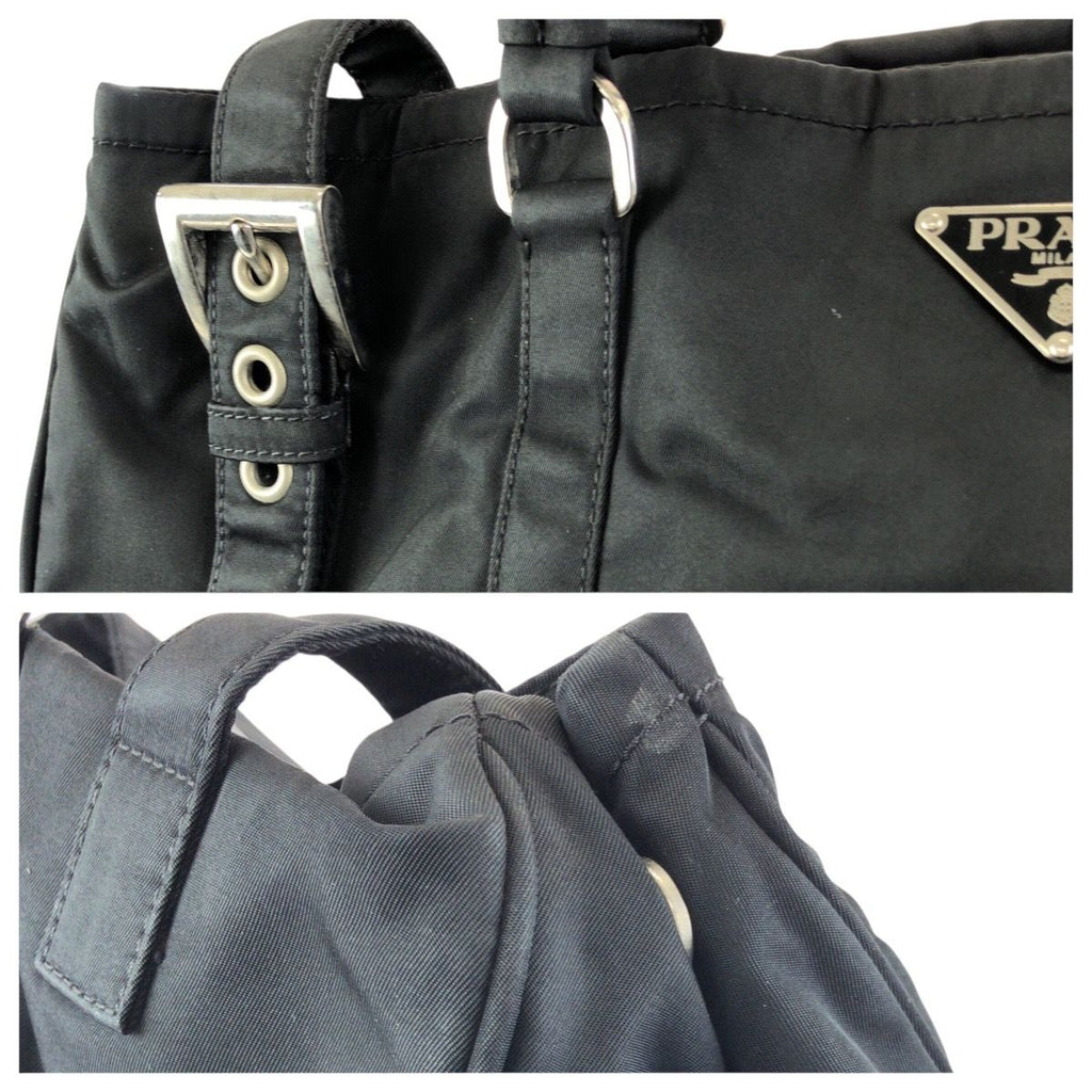 Prada Tessuto Black Silver Nylon Tote Shoulder — view 6