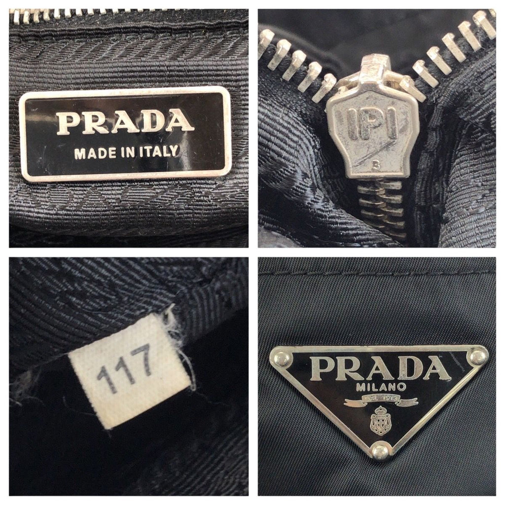 Prada Tessuto Black Silver Nylon Tote Shoulder — view 4