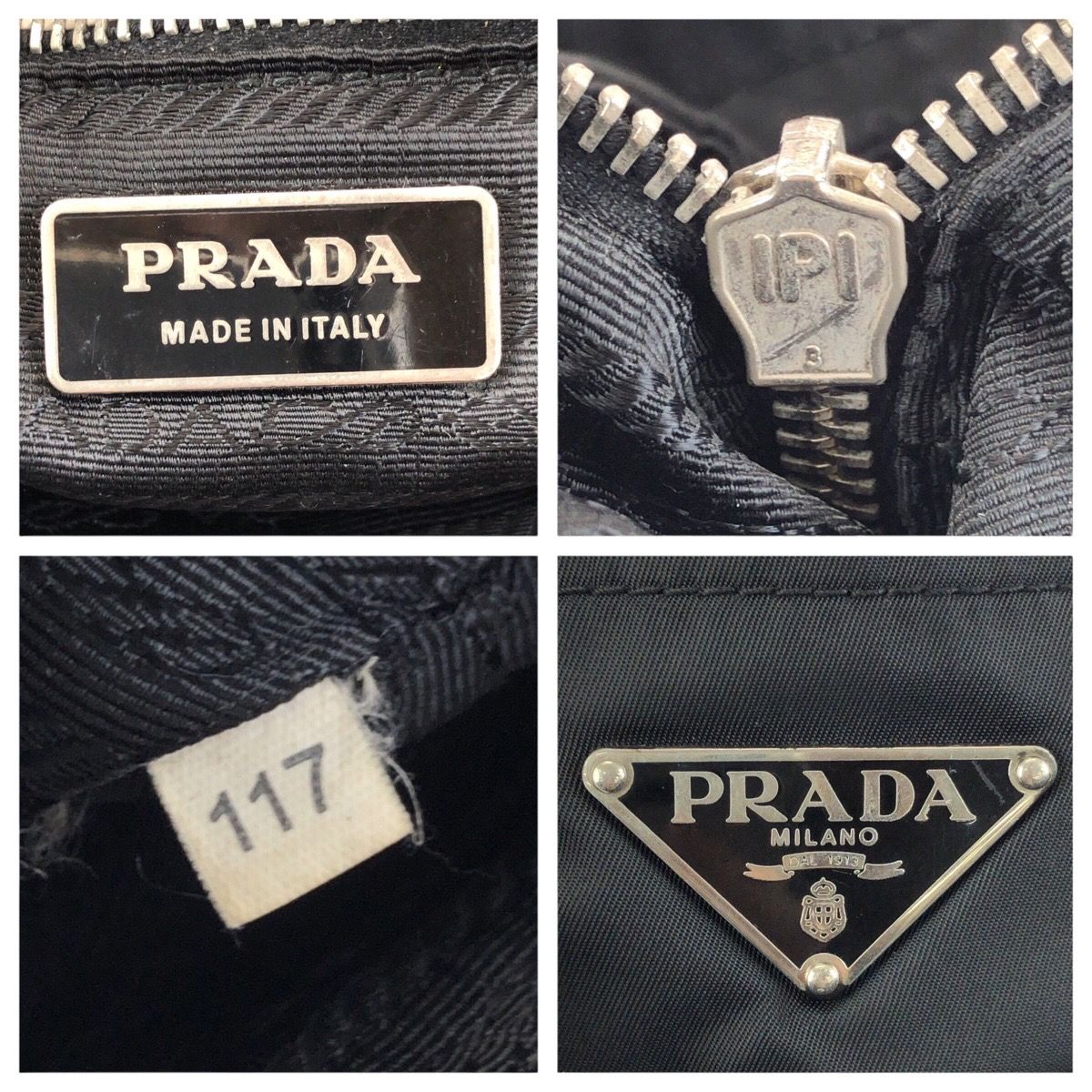 Prada Tessuto Black Silver Nylon Tote Shoulder — view 4