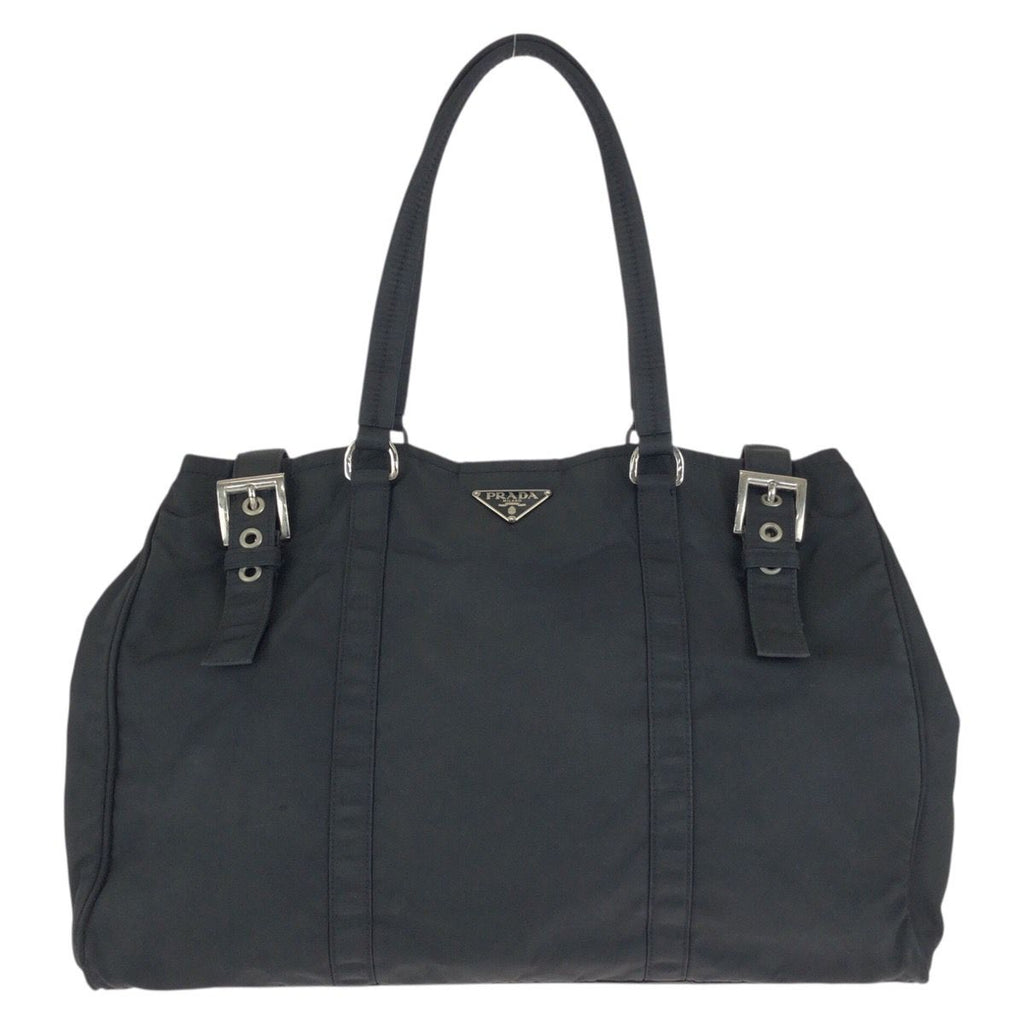 Prada Tessuto Black Silver Nylon Tote Shoulder