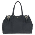 Prada Tessuto Black Silver Nylon Tote Shoulder