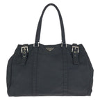 Prada Tessuto Black Silver Nylon Tote Shoulder