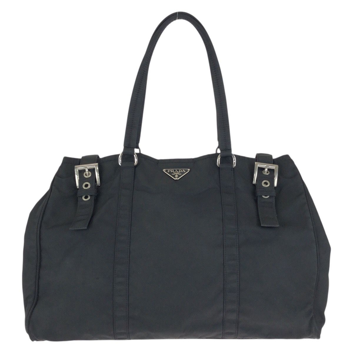 Prada Tessuto Black Silver Nylon Tote Shoulder