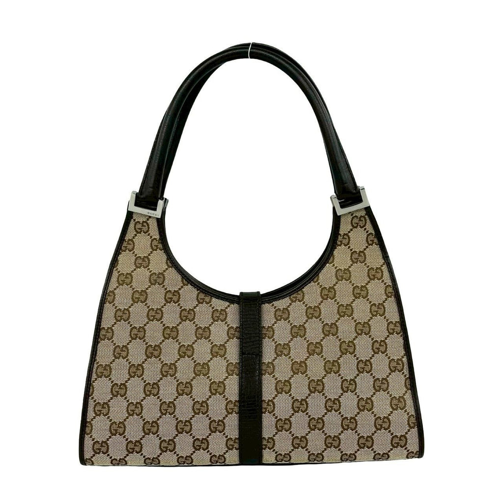 Gucci Jackie GG Canvas Leather Shoulder Bag Beige Brown — view 3