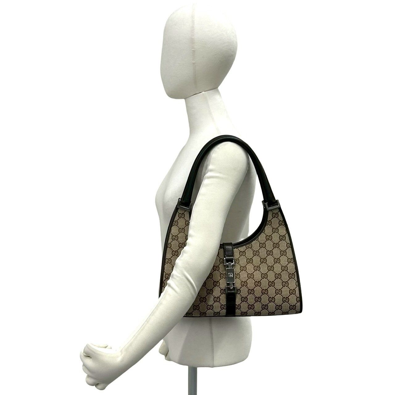Gucci Jackie GG Canvas Leather Shoulder Bag Beige Brown — view 2