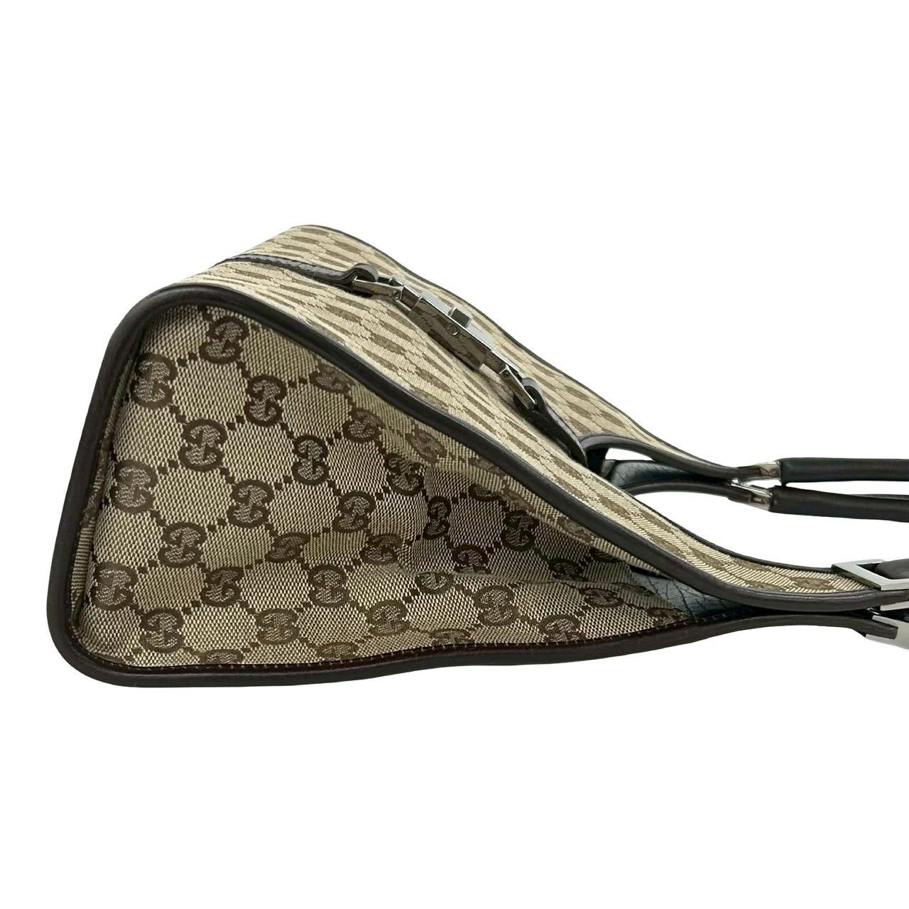 Gucci Jackie GG Canvas Leather Shoulder Bag Beige Brown — view 6