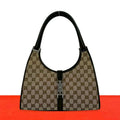 Gucci Jackie GG Canvas Leather Shoulder Bag Beige Brown