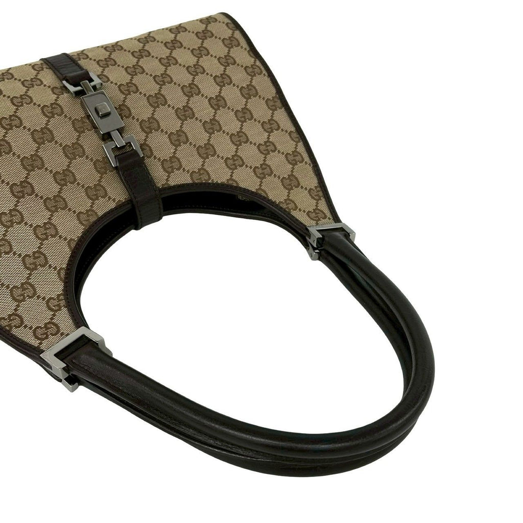 Gucci Jackie GG Canvas Leather Shoulder Bag Beige Brown — view 4