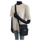 Prada Tessuto Black Silver Nylon Shoulder Bag Pochette — view 7