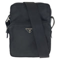 Prada Tessuto Black Silver Nylon Shoulder Bag Pochette