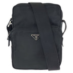Prada Tessuto Black Silver Nylon Shoulder Bag Pochette