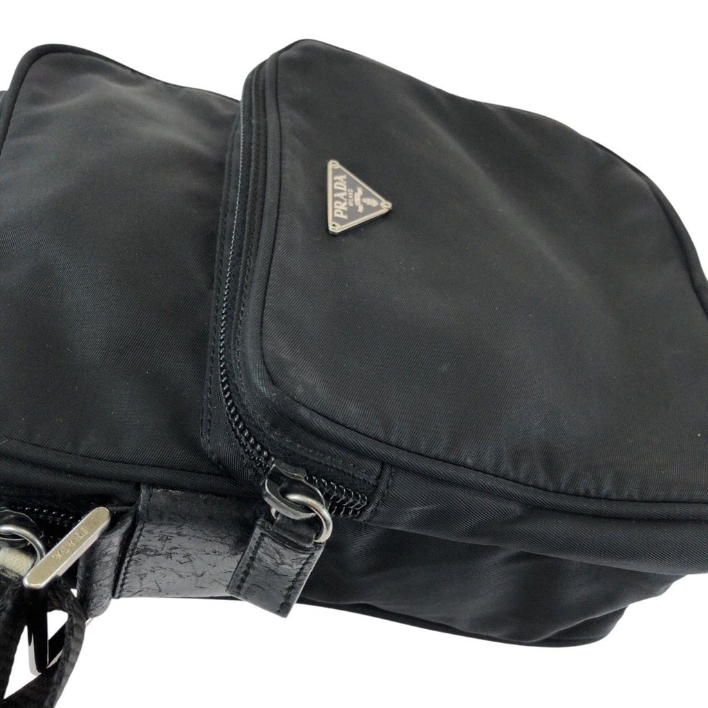 Prada Tessuto Black Silver Nylon Shoulder Bag Pochette — view 5