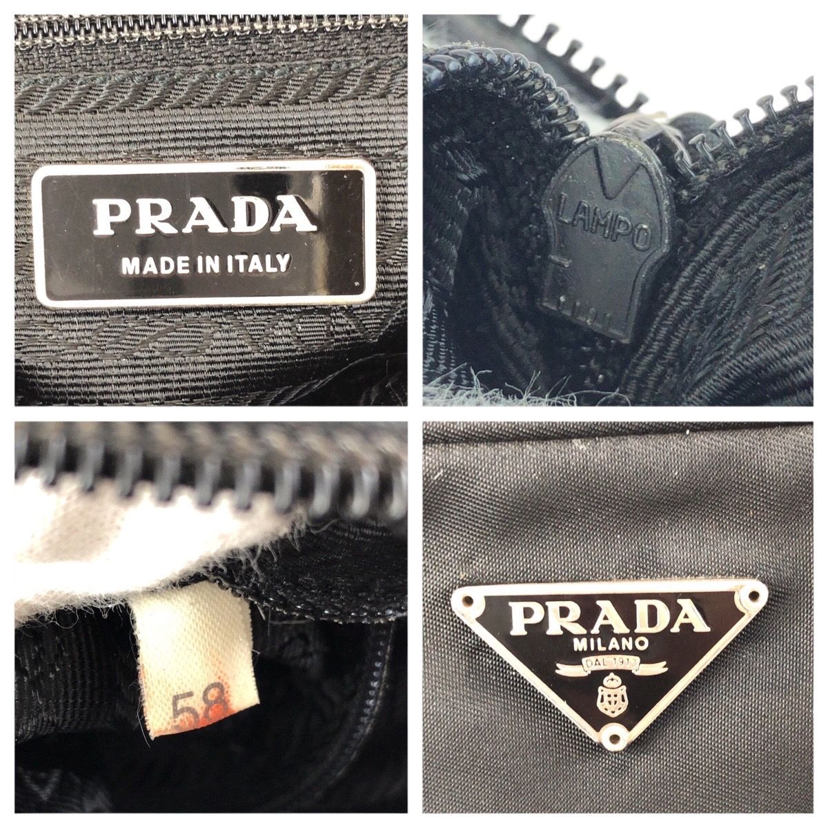 Prada Tessuto Black Silver Nylon Shoulder Bag Pochette — view 4