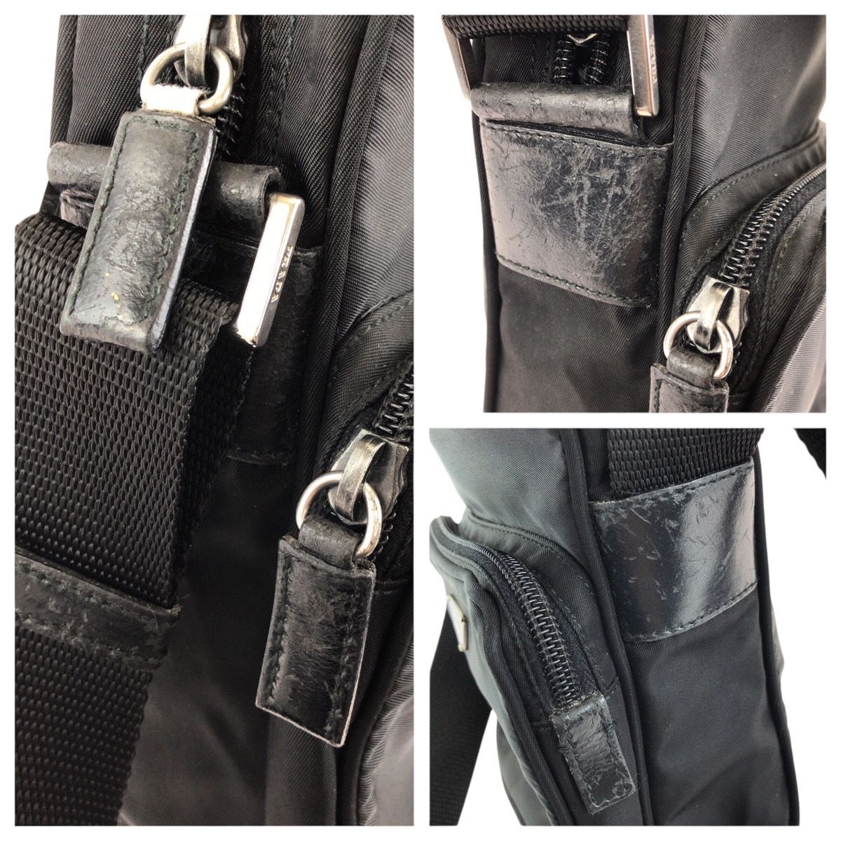 Prada Tessuto Black Silver Nylon Shoulder Bag Pochette — view 6