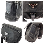 Prada Tessuto Black Silver Nylon Leather Shoulder — view 5