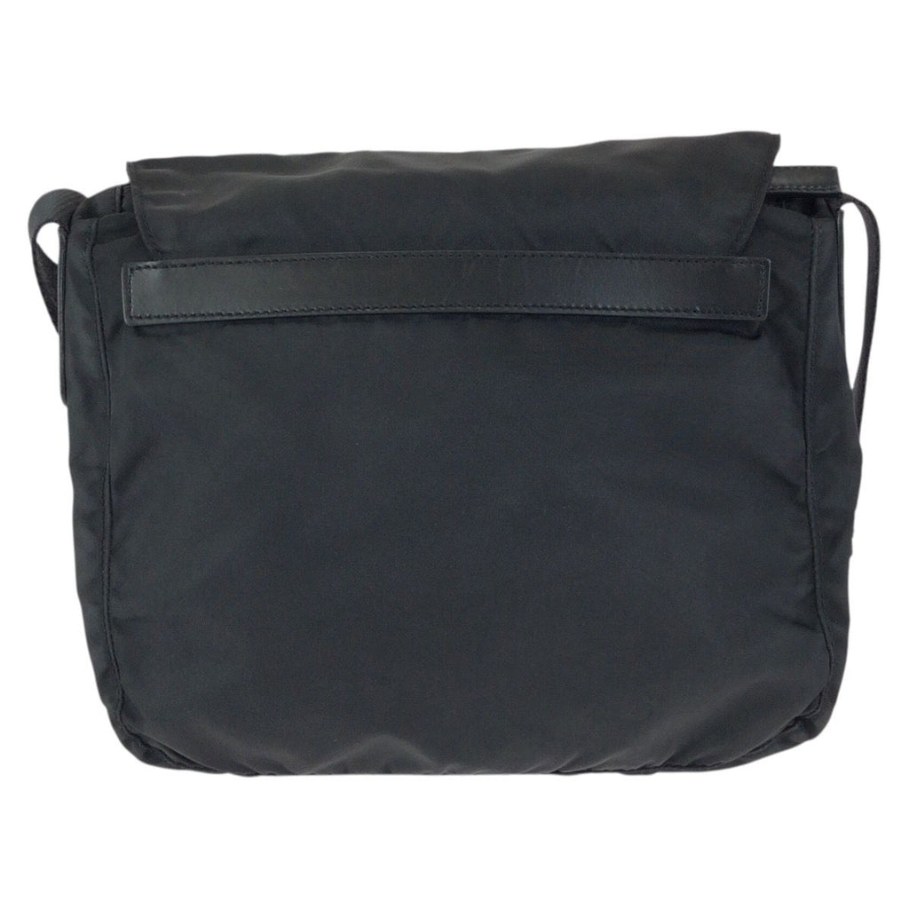 Prada Tessuto Black Silver Nylon Leather Shoulder — view 2