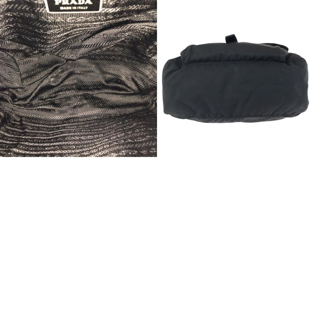 Prada Tessuto Black Silver Nylon Leather Shoulder — view 9
