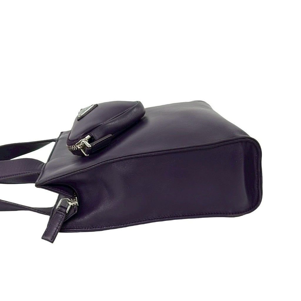 Prada Triangle Logo Nappa Leather 2-Way Shoulder Bag Mini Tote Purple — view 5