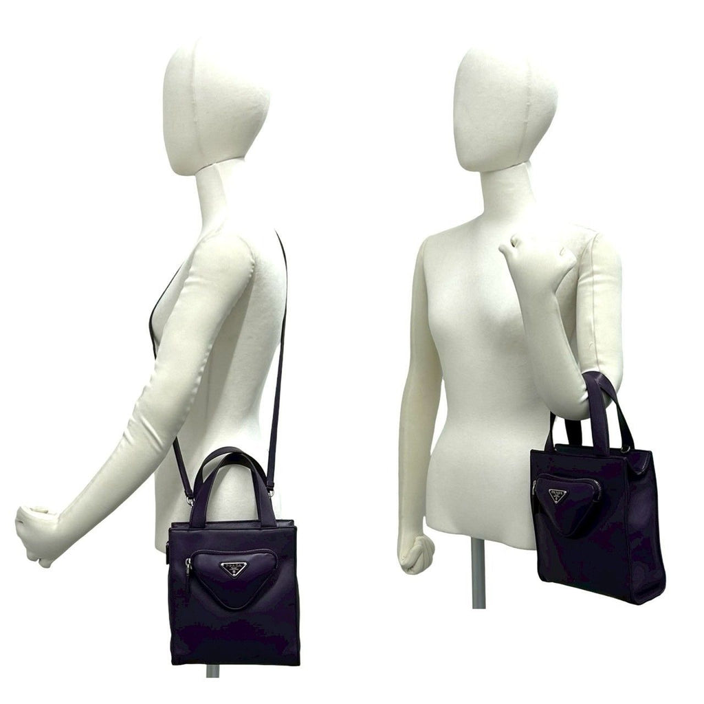 Prada Triangle Logo Nappa Leather 2-Way Shoulder Bag Mini Tote Purple — view 2