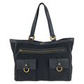 Gucci Abbey Black Gold GG Canvas Leather Tote Shoulder