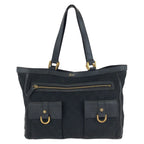 Gucci Abbey Black Gold GG Canvas Leather Tote Shoulder