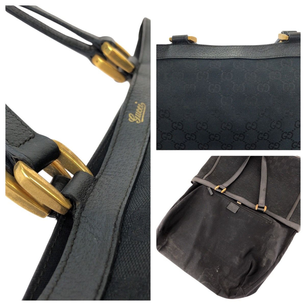 Gucci Abbey Black Gold GG Canvas Leather Tote Shoulder — view 6