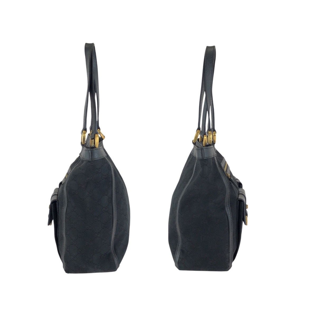 Gucci Abbey Black Gold GG Canvas Leather Tote Shoulder — view 8