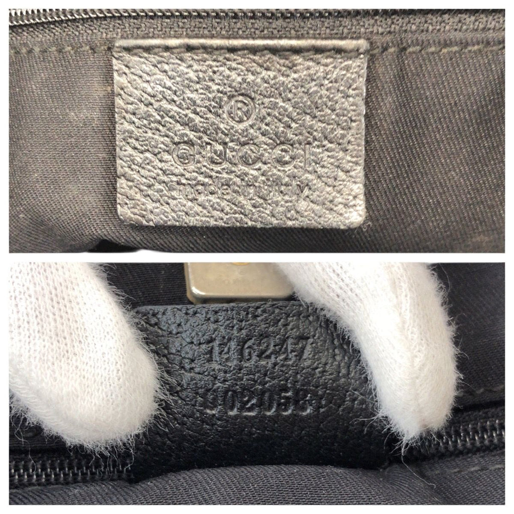 Gucci Abbey Black Gold GG Canvas Leather Tote Shoulder — view 4