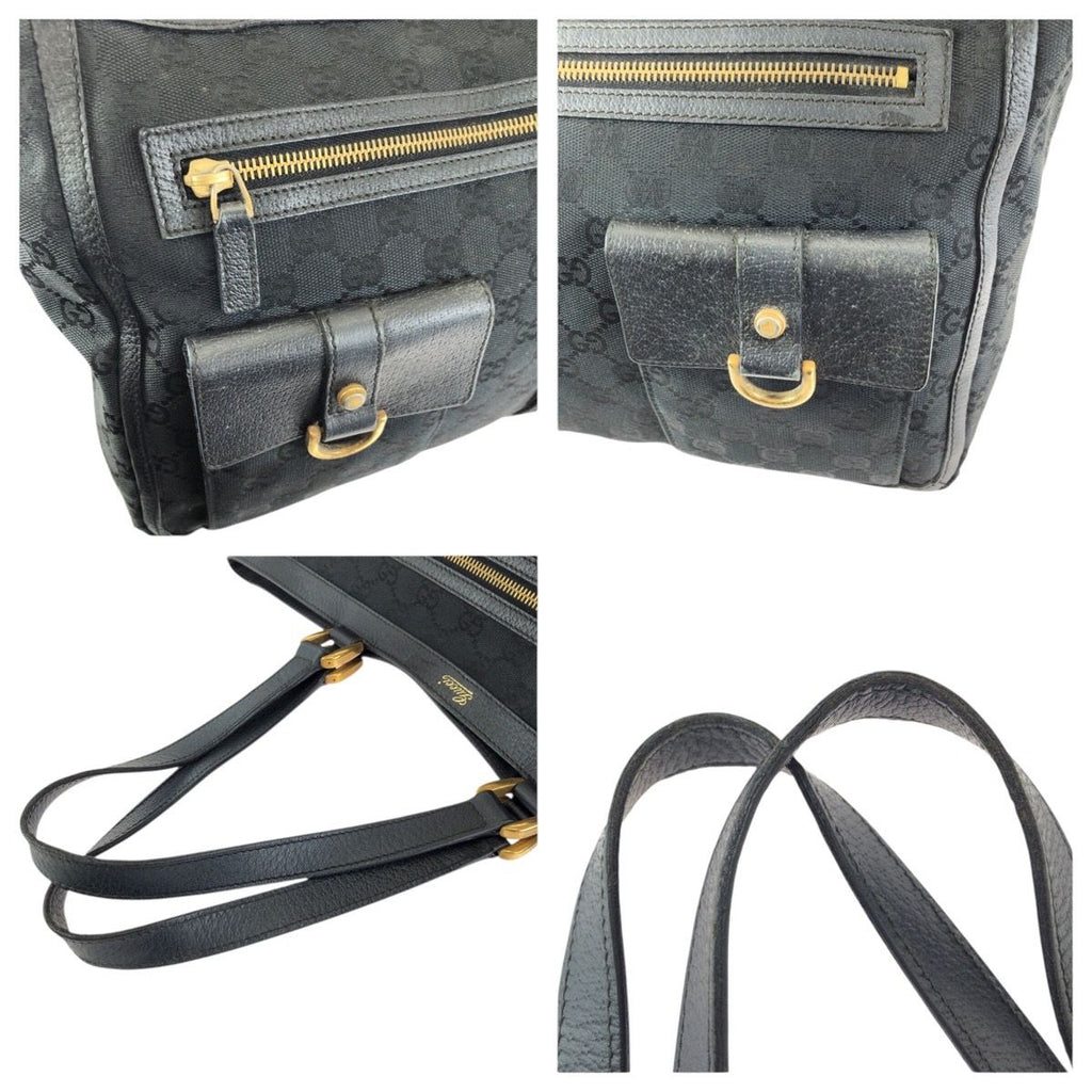 Gucci Abbey Black Gold GG Canvas Leather Tote Shoulder — view 5