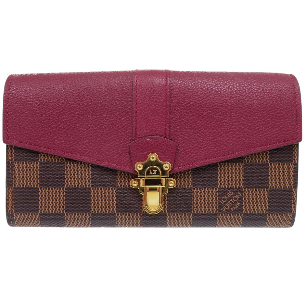 Louis Vuitton Portefeuille Crampton Damier Canvas Brown Leather Wallet Purple