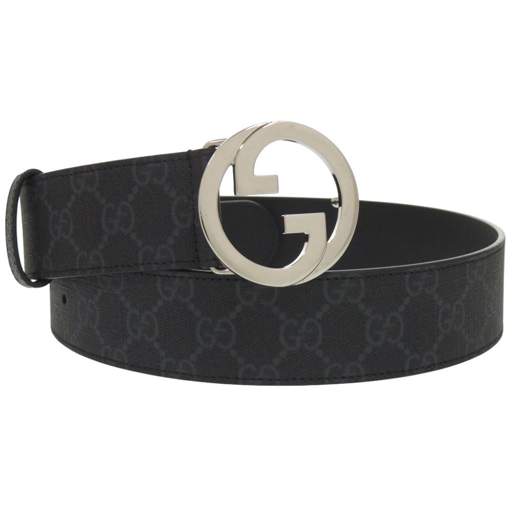 Gucci Interlocking Buckle GG Canvas Black Belt